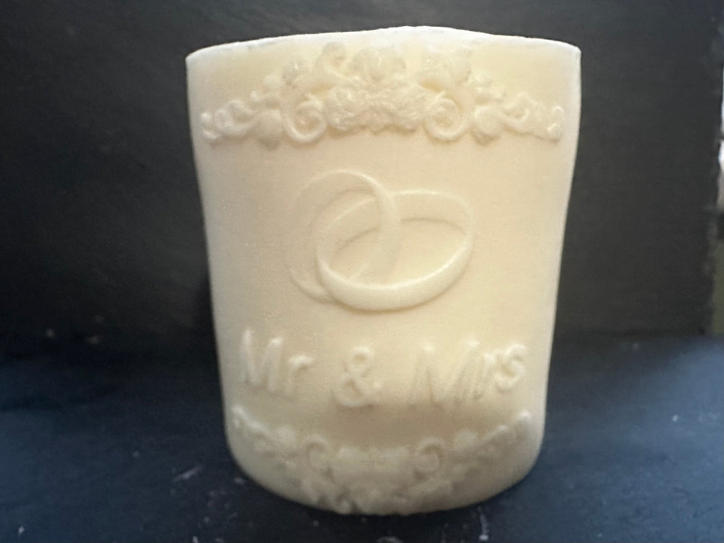 Happy Couple Wedding Pillar Candle (Mr & Mrs)