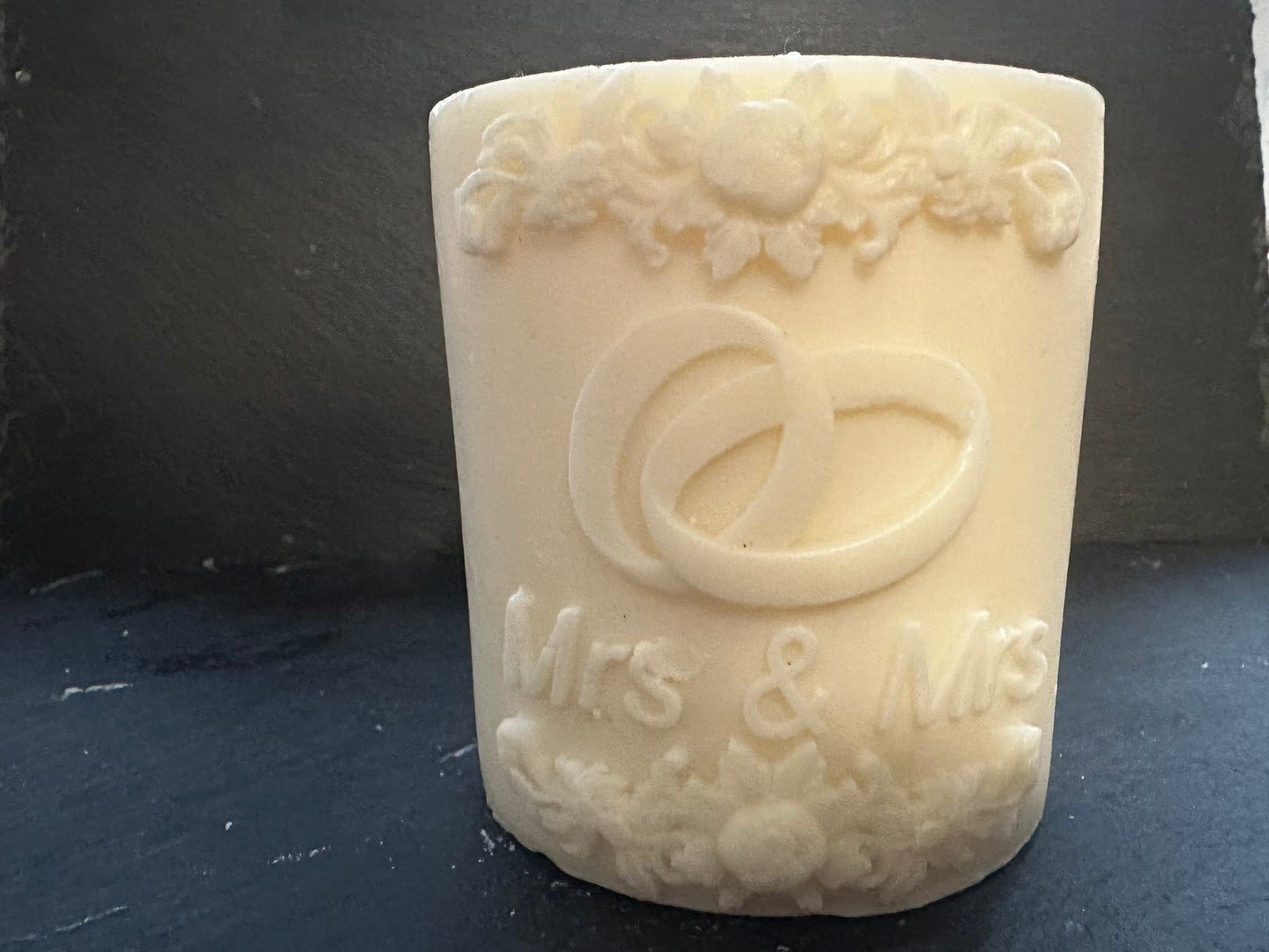 Happy Couple Wedding Pillar Candle (Mrs & Mrs)