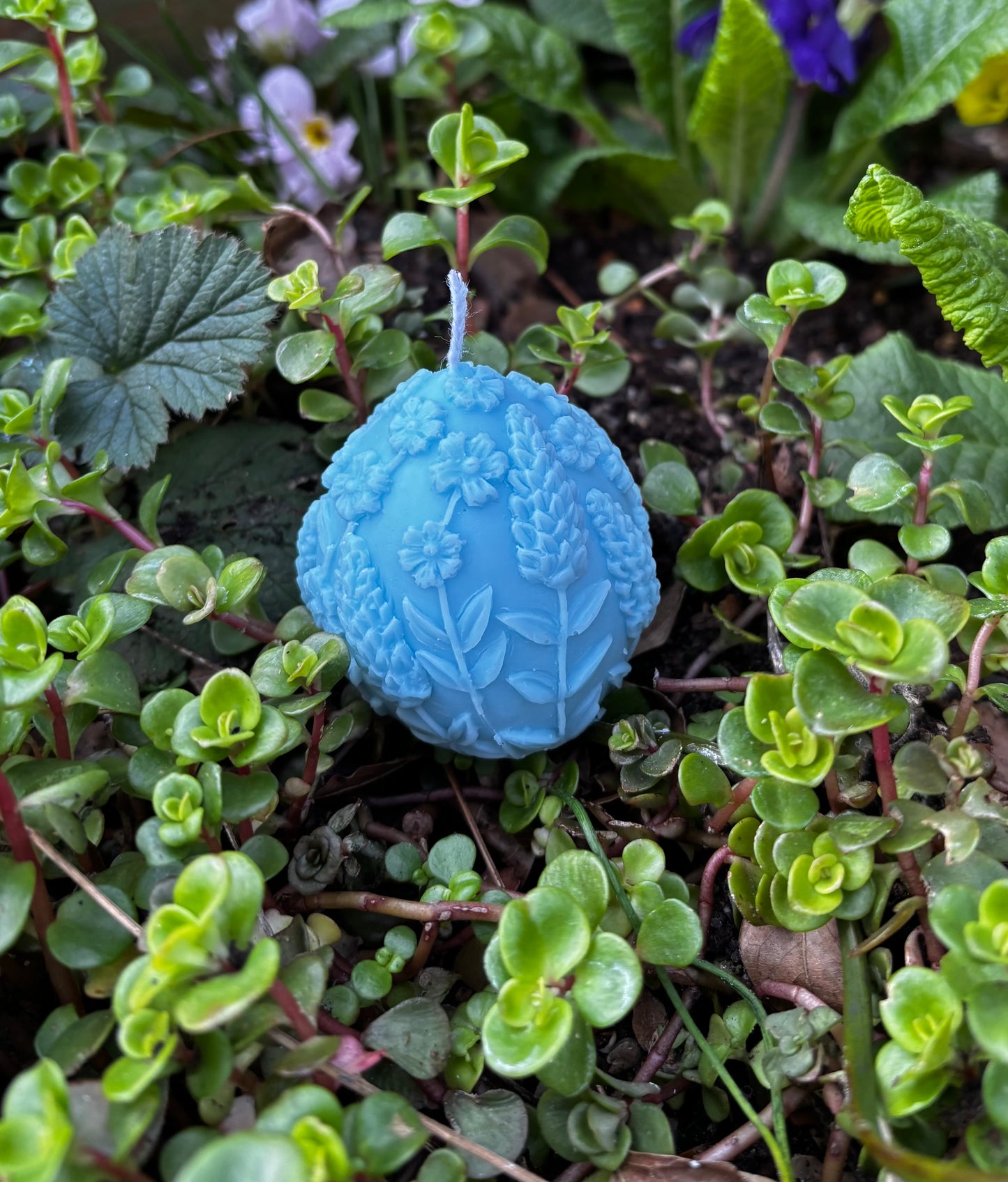 Small Floral Egg Candle