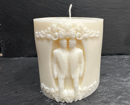 Happy Couple Wedding Pillar Candle (Mr & Mr)