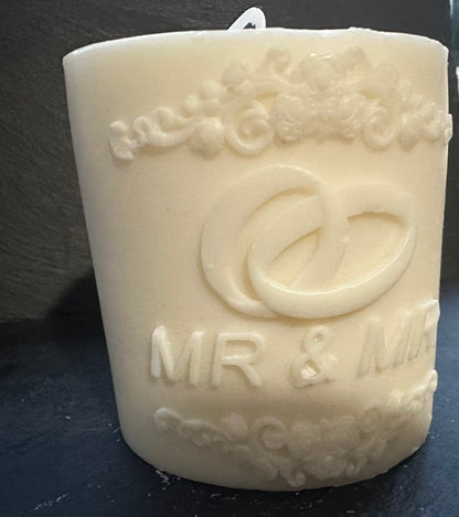 Happy Couple Wedding Pillar Candle