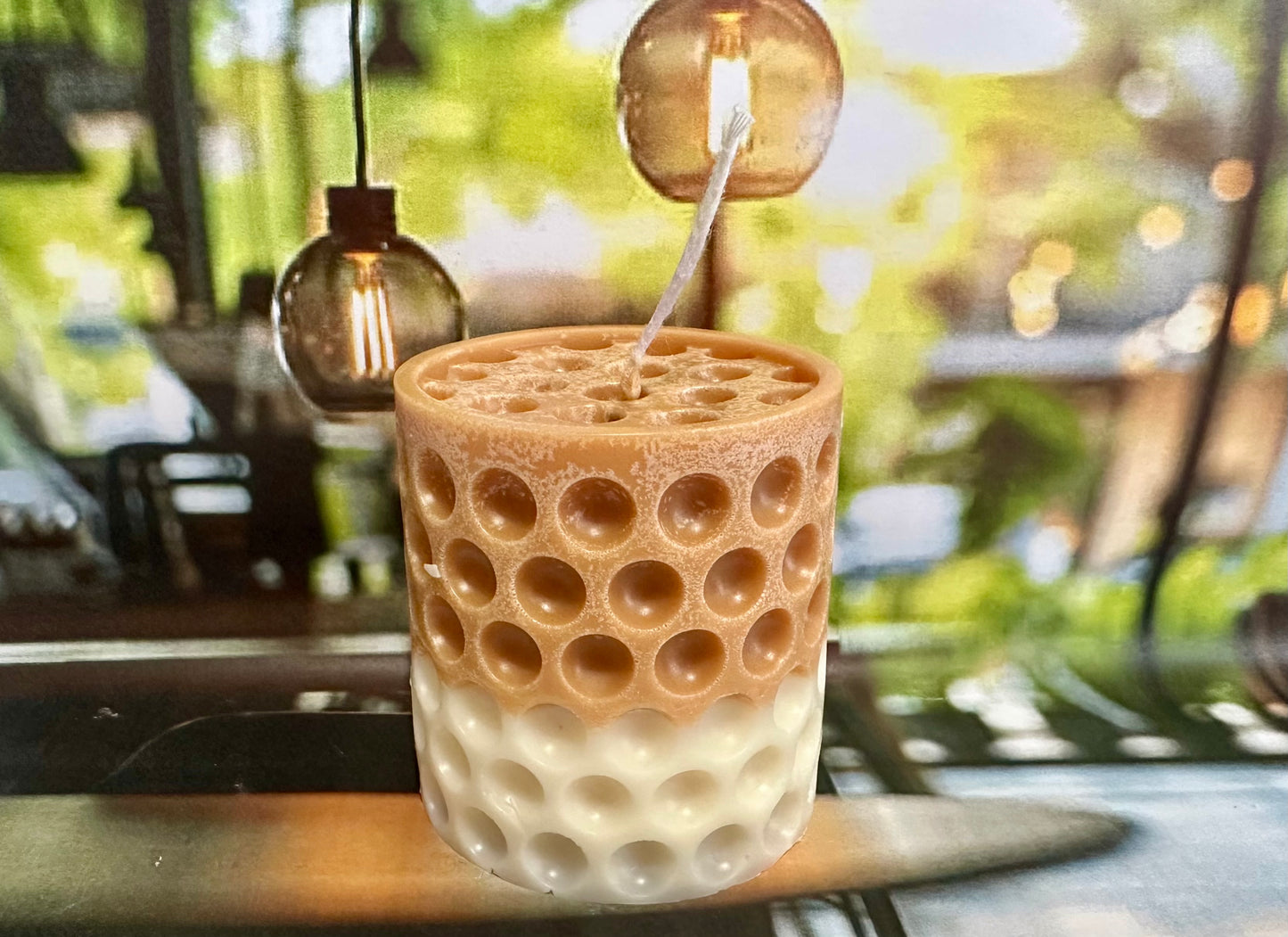 Coffee & Cake Candle - Small Reverse Bubble Pillar