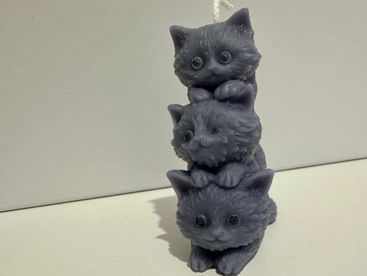 Three Kittens Stacked Candle
